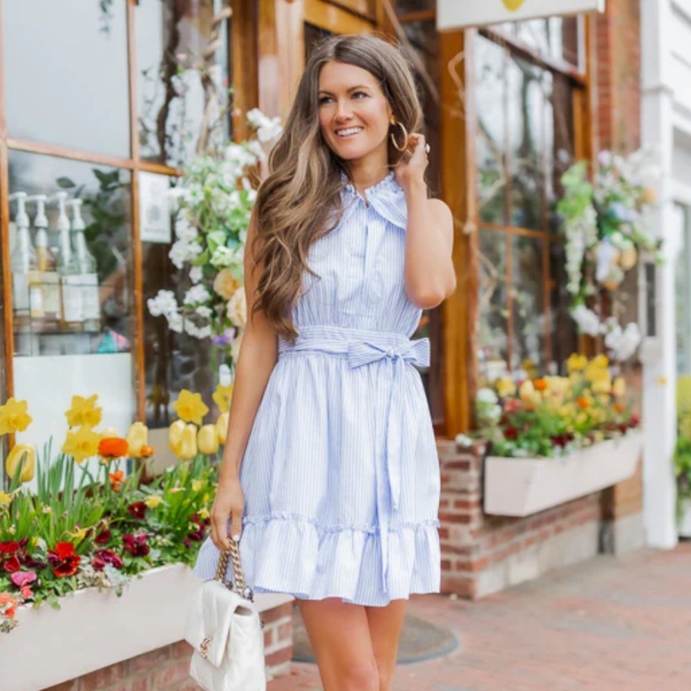 Pink Lily x Caitlin Covington Blue Halter Dress